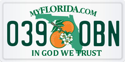 FL license plate 0390BN