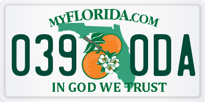 FL license plate 0390DA