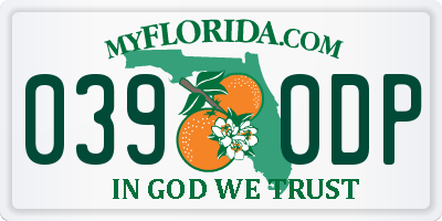 FL license plate 0390DP