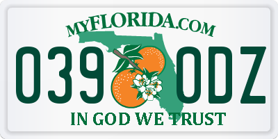 FL license plate 0390DZ