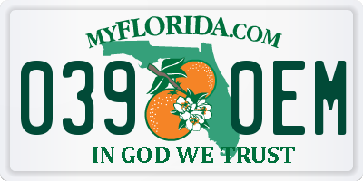 FL license plate 0390EM