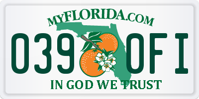 FL license plate 0390FI