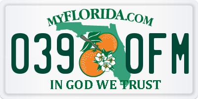 FL license plate 0390FM