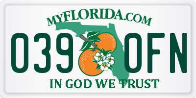FL license plate 0390FN