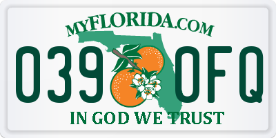 FL license plate 0390FQ