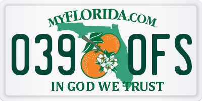 FL license plate 0390FS