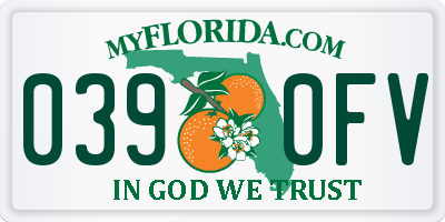 FL license plate 0390FV