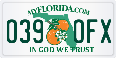 FL license plate 0390FX