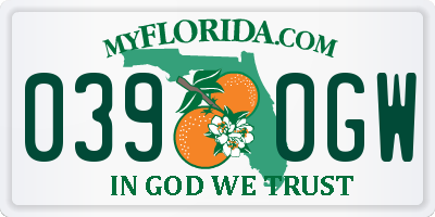 FL license plate 0390GW