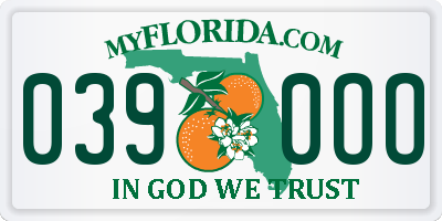 FL license plate 0390OO