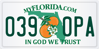 FL license plate 0390PA