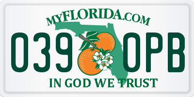 FL license plate 0390PB