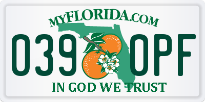 FL license plate 0390PF
