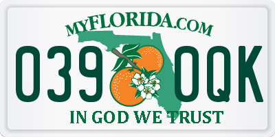 FL license plate 0390QK