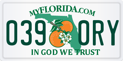 FL license plate 0390RY
