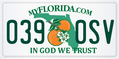 FL license plate 0390SV