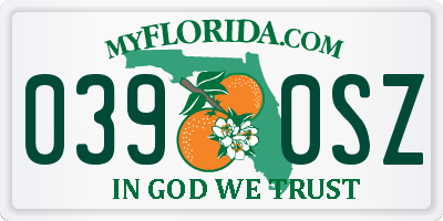 FL license plate 0390SZ