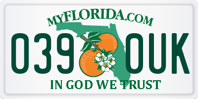 FL license plate 0390UK