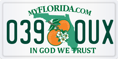 FL license plate 0390UX