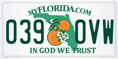 FL license plate 0390VW