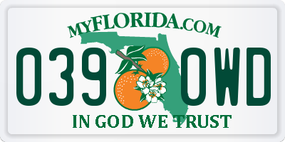 FL license plate 0390WD
