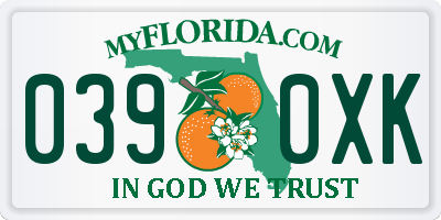 FL license plate 0390XK