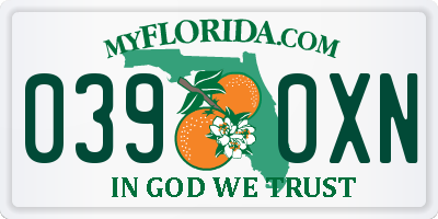 FL license plate 0390XN
