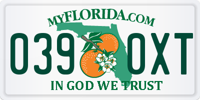 FL license plate 0390XT