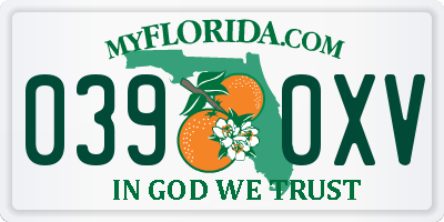 FL license plate 0390XV