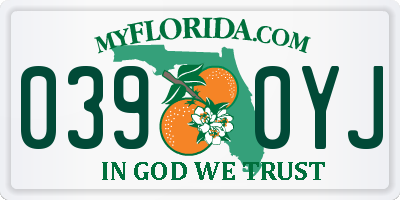 FL license plate 0390YJ