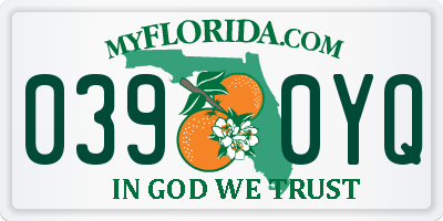 FL license plate 0390YQ