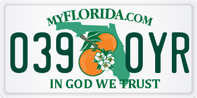 FL license plate 0390YR