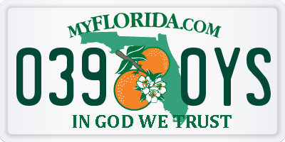 FL license plate 0390YS