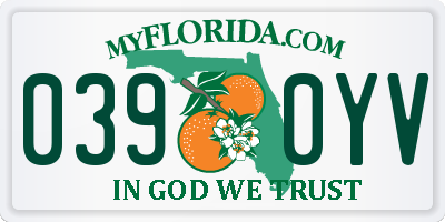 FL license plate 0390YV