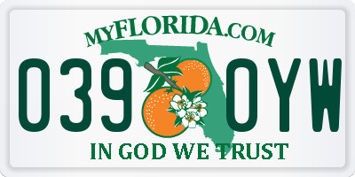 FL license plate 0390YW