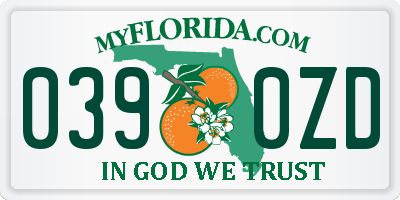 FL license plate 0390ZD