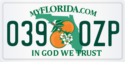 FL license plate 0390ZP