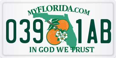 FL license plate 0391AB