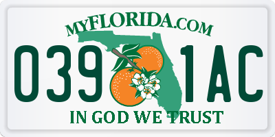 FL license plate 0391AC