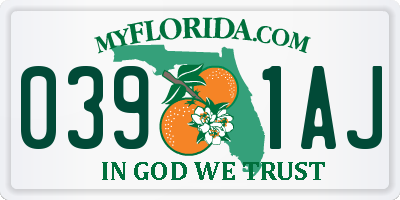 FL license plate 0391AJ