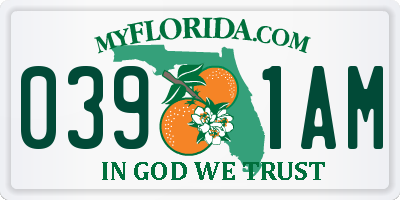 FL license plate 0391AM