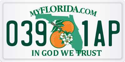 FL license plate 0391AP