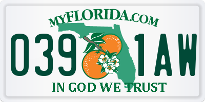 FL license plate 0391AW