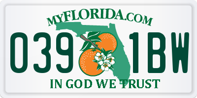 FL license plate 0391BW