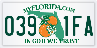FL license plate 0391FA