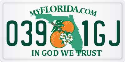 FL license plate 0391GJ