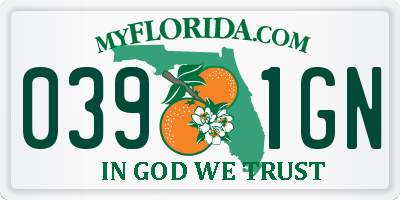 FL license plate 0391GN