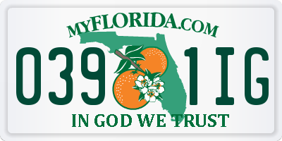 FL license plate 0391IG