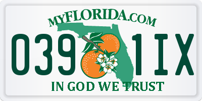 FL license plate 0391IX