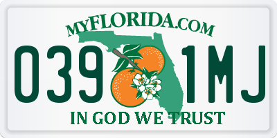 FL license plate 0391MJ